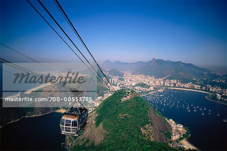 Cable Car Climbing Sugar Loaf Mountain, Rio de Janeiro, Brazil, South America