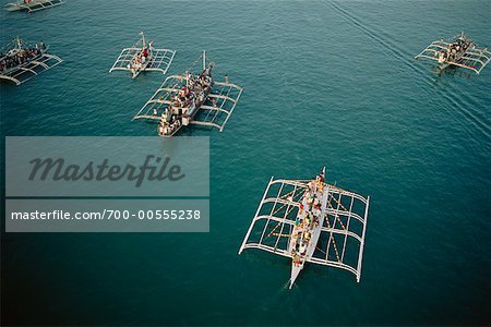 Vue aérienne de bateaux, Philippines