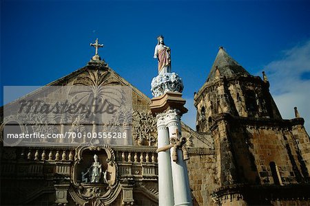 Statue and Church, Miagao Church, Iloilo, Panay, Philippines