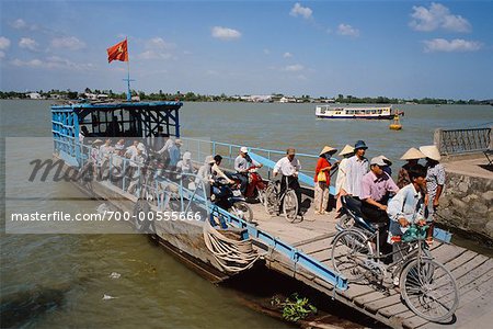 People Departing Ferry, Vinh Long, Vietnam