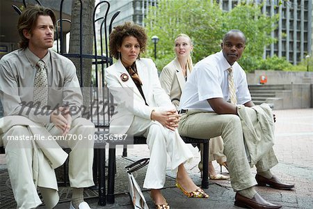 Business People Sitting Outdoors