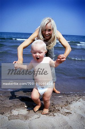 Mother and Baby at Beach