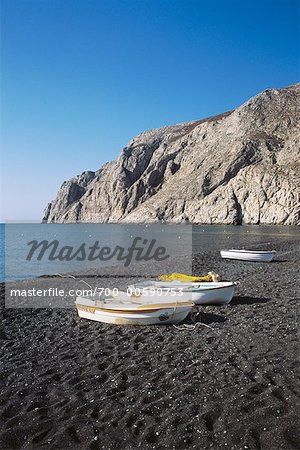 Plage de Kamari, Santorini Island, Grèce