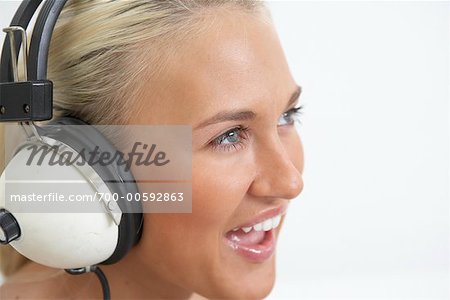 Portrait of Woman Listening to Headphones