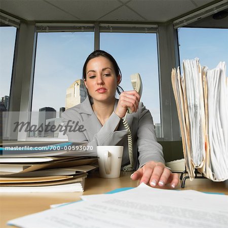 Businesswoman On the Phone At Her Desk