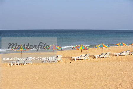 Beach Umbrellas and Chairs on Karon Beach, Phuket, Thailand