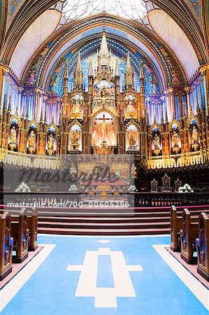 Interior of Notre Dame Basilica, Montreal, Quebec, Canada