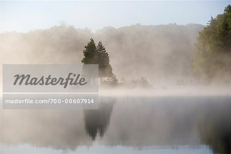 Tamarack Lake, à l'aube, île de Haliburton, Ontario, Canada