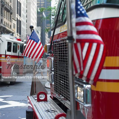 Camions de pompiers, Manhattan, New York, USA