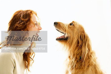 Woman And Dog Laughing