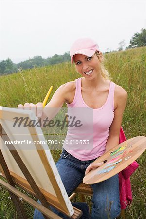 Woman Painting Outdoors