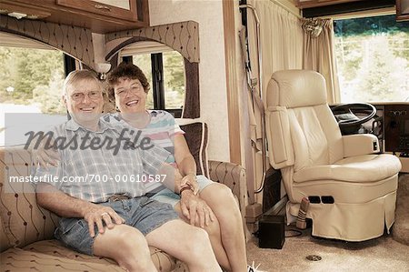 Portrait of Mature Couple in Mobile Home, Woodland Park, Sauble Beach, Ontario, Canada