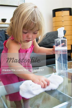 Girl Cleaning Coffee Table