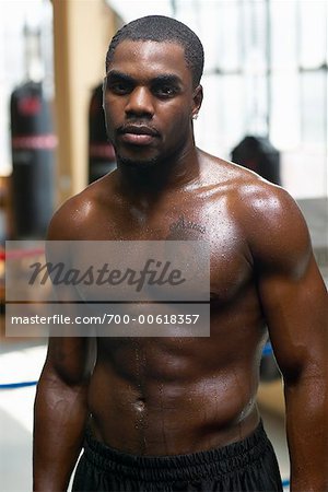 Portrait of Boxer in Boxing Ring