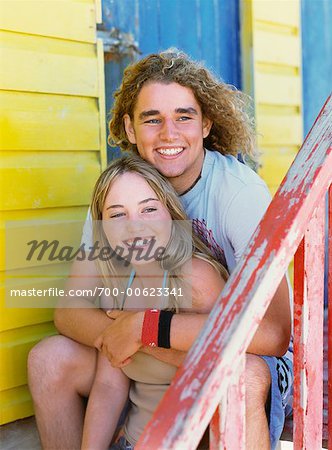 Couple on Porch of Beach Hut