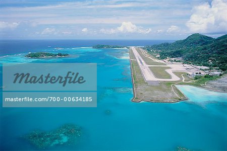 Overview of Coastal Road, Seychelles, Africa