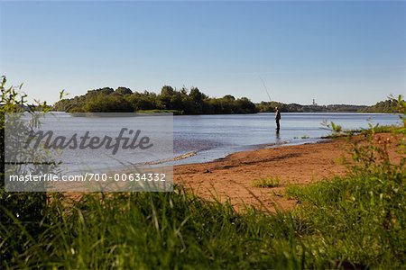 Man Fishing in the Volga River, Novgorod, Russia