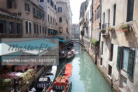 Restaurants Along Canal, Venice, italy