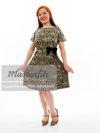 Woman Wearing Vintage Dress