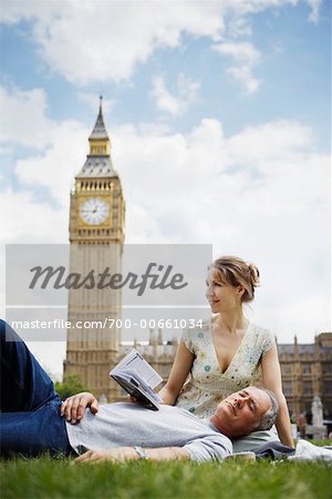 Couple in Parliament Square, London, England