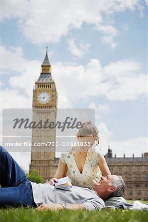 Couple in Parliament Square, London, England