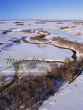 Rivière souris en hiver, Manitoba, Canada