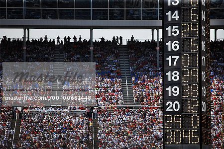 Nascar Scoreboard and Crowd at Texas Motor Speedway, Texas, USA