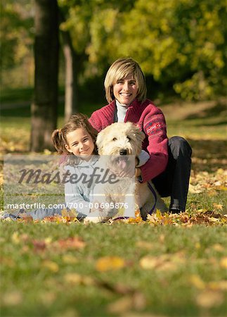 Portrait of Woman, Girl and Dog
