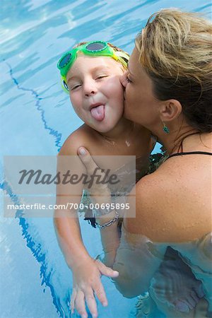 Mother and Son in Swimming Pool