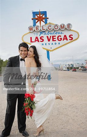 Mariée et le marié par signe, Las Vegas, Nevada, USA