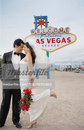 Mariée et le marié par signe, Las Vegas, Nevada, USA