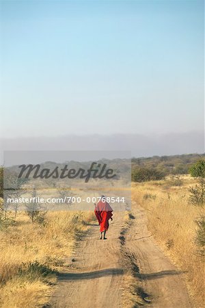Masai Man On Road, Tanzania