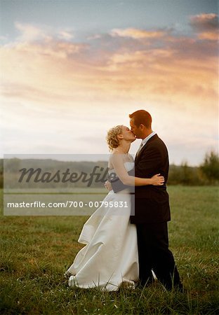 Bride and Groom Kissing