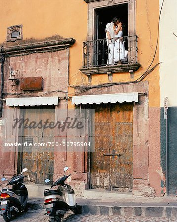 Couple Kissing on Balcony, Mexico