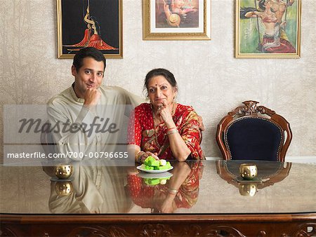 Portrait of Mother and Son in Dining Room