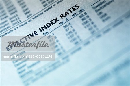 List of stock market rates, close up