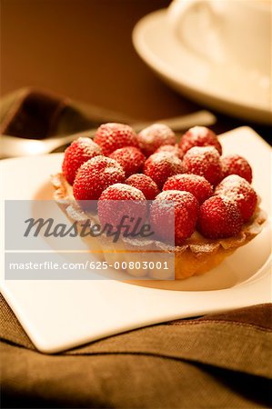 Gros plan d'une tarte aux framboises