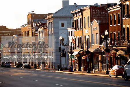 Buildings along a road, M street, Georgetown, Washington DC, USA