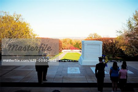 People standing at the Tomb of Unknown Soldier, Arlington National Cemetery, Arlington, Virginia, USA