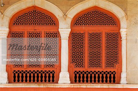 Low angle view of windows of a museum, Government Central Museum Jaipur, Rajasthan, India