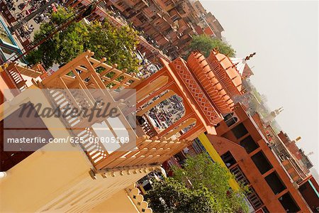 High Angle View of Pavillon, City Palace Complex, Stadtpalais, Jaipur, Rajasthan, Indien