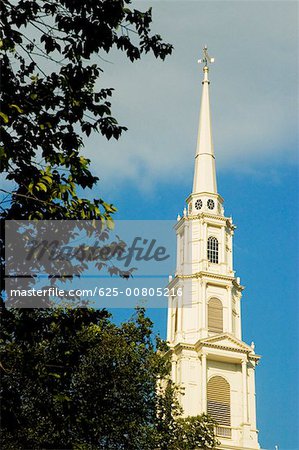 Vue faible angle d'un clocher d'église, Old North Church, Boston, Massachusetts, USA