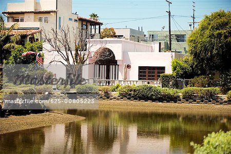 House in front of a canal, Venice California, USA