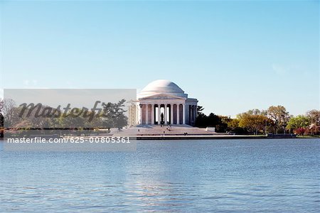 Facade of Jefferson Memorial across the Tidal Basin, Washington DC, USA
