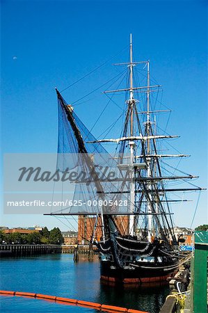 Sailing ship moored at a harbor, Boston, Massachusetts, USA
