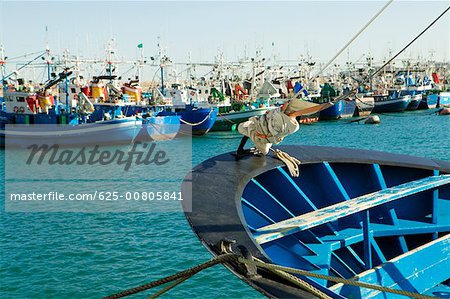 Gruppe von Trawler vor Anker in einen Hafen, Spanien