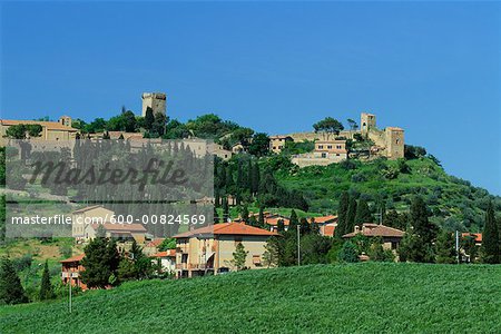 Monticchiello, Val d'Orica, Toskana, Italien