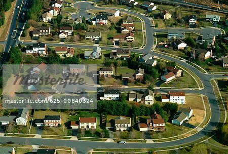 Vue aérienne du logement de la subdivision dans la banlieue de Washington, DC