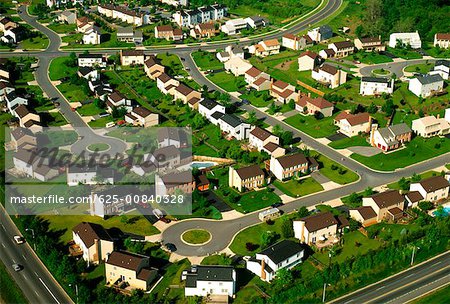 Aerial view of suburban housing in Maryland