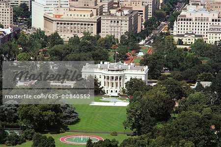 Vue aérienne d'un bâtiment public, maison blanche, Washington DC, USA